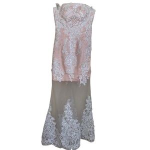 Prom dress Pink Sequins Sheer